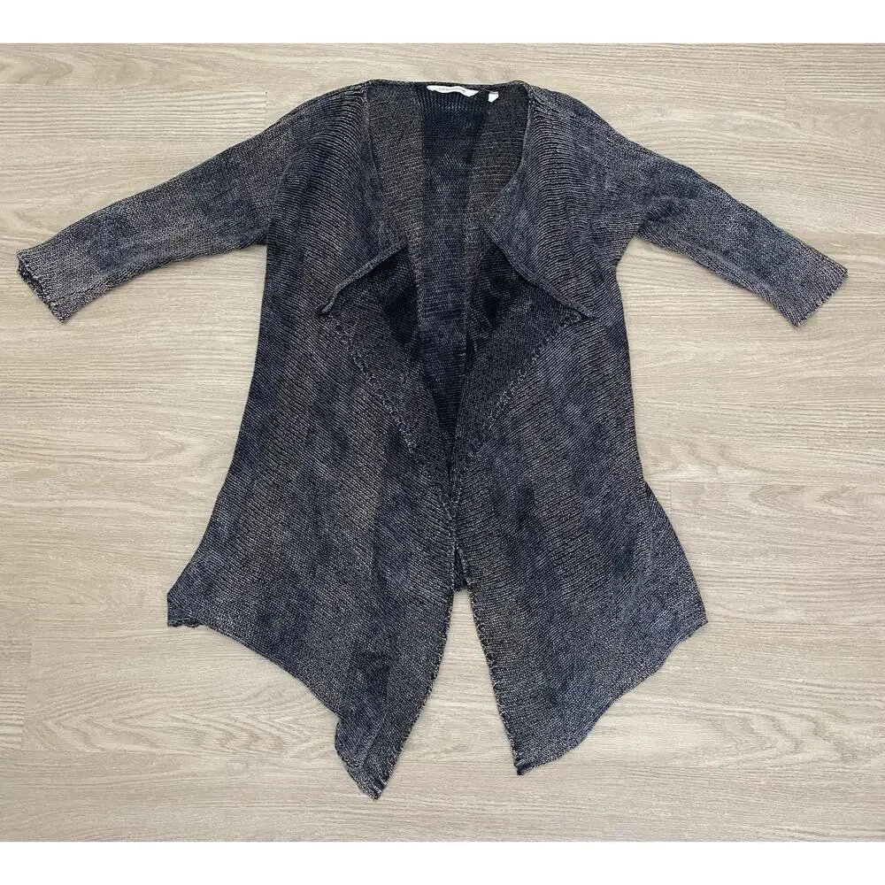 Soft Surroundings Cardigan PS/PM Gray Open Front Open Knit‎ Artsy Boho Lagenlook
